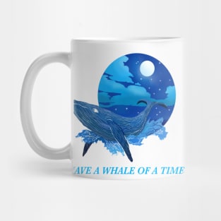 Blue Whale Swimming on the Sea at Night 'Have a Whale of a Time' Mug